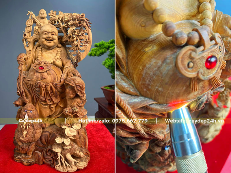 Tạc tượng Phật Di Lặc bằng gỗ Hoàng Đàn cao cấp