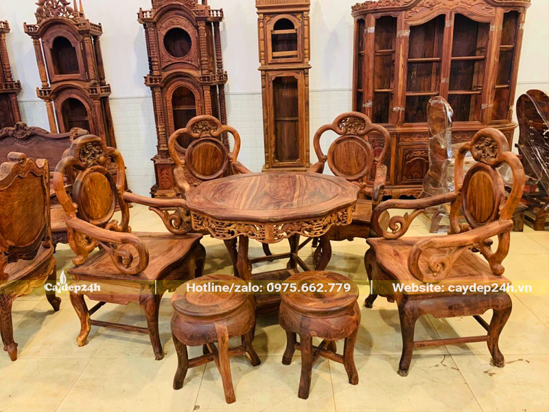 Bàn ghé và tủ làm từ gỗ Cẩm Lai cao cấp