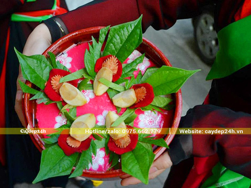 Trầu cau mới têm dùng trong lễ hội
