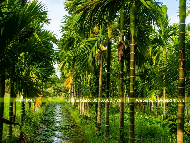 Cây cau ta được trồng tại vùng đất bị úng nước nhẹ